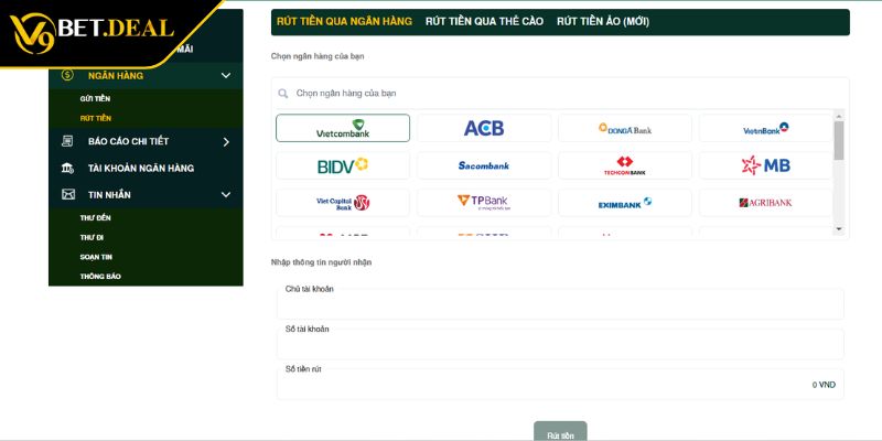 Nạp Và Rút Tiền V9BET Theo Hướng Dẫn Chi Tiết Từ A-Z 3 Các bước rút tiền V9BET